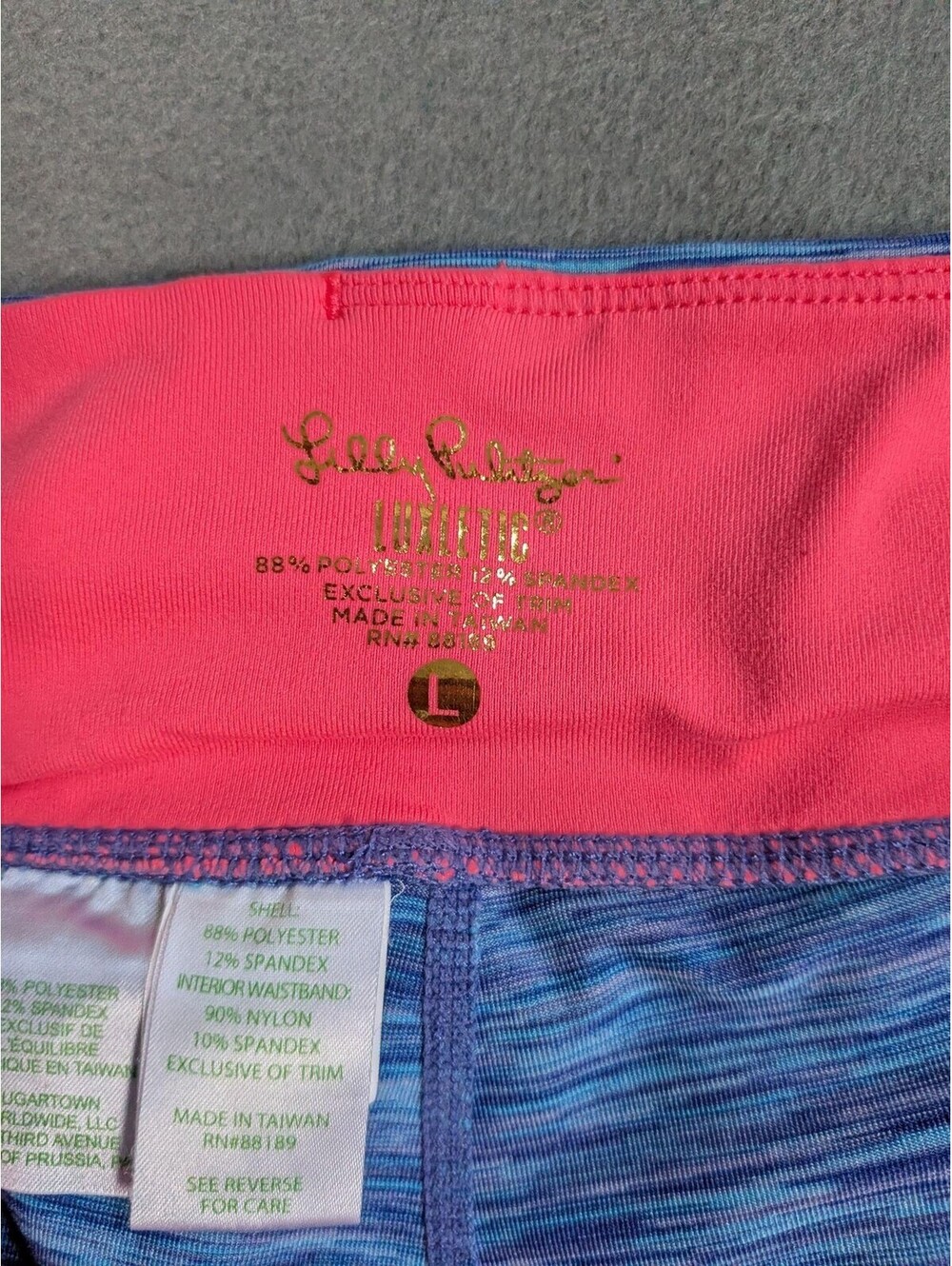 Lilly Pulitzer Leggings Womens L Blue Space Dye Luxletic Capri Yoga Gym Workout - Picture 3 of 6